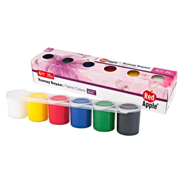 Red Apple Kumaş Boyası 6 Renk x 25 ml. Sıralı Set ürün görseli 1