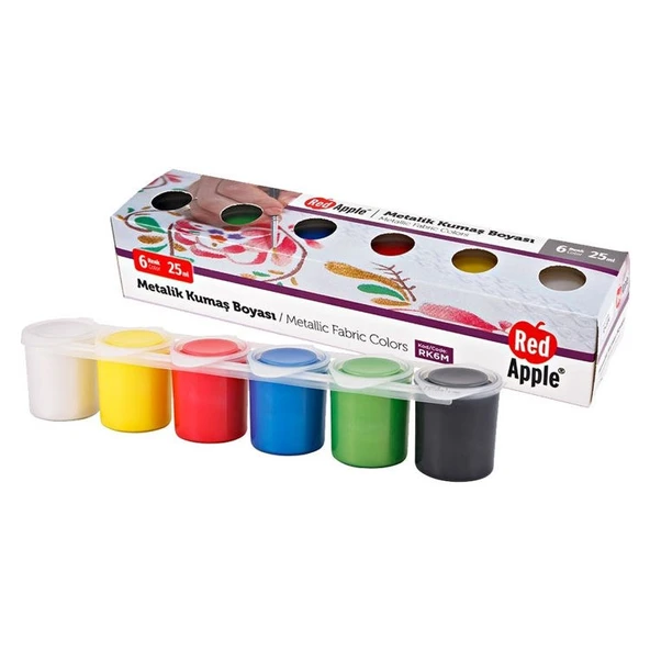 Red Apple Metalik Kumaş Boyası 6 Renk x 25 ml. ürün görseli 1