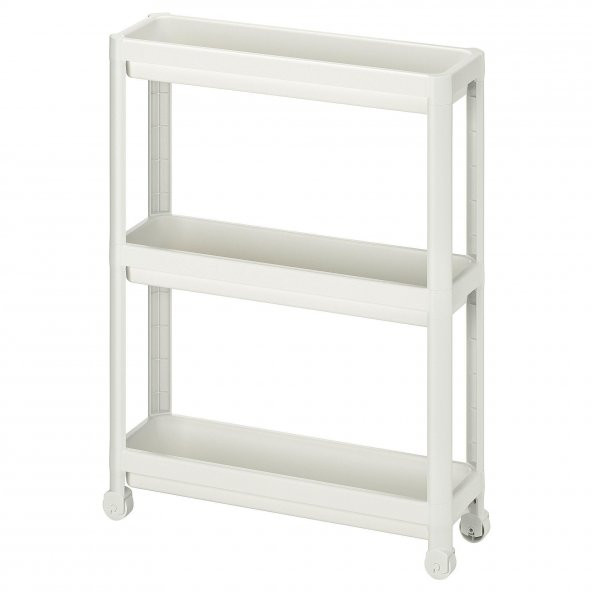Servis Sehpası Beyaz 54x18x71 cm MeridyenDukkan Mutfak-Banyo Düzenleyicisi 3 Katlı Tekerlekli ürün görseli 1