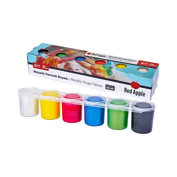 Red Apple Metalik Parmak Boyası 6 Renk x 25 ml Sıralı Set ürün görseli 1