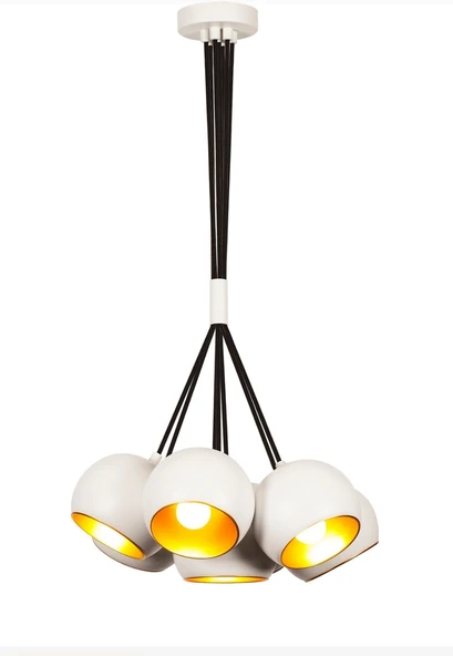 Rsylight Retro Metal Beyaz Spor Rustik Dekoratif 7 li Sarkıt Avize ürün görseli 1