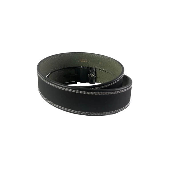 Fossil Siyah Çift Dikiş Suni Deri 4 cm Erkek Kemeri-110Cm - Resim 4