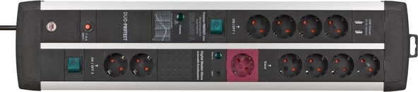 Brennenstuhl Premium-Protect Master-Slave 120.000A. Akım Korumalı 11 Soketli Priz ürün görseli 1