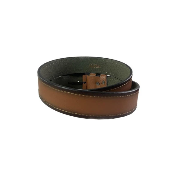 Fossil Taba Çift Dikiş Suni Deri 4 cm Erkek Kemeri-130Cm ürün görseli 1