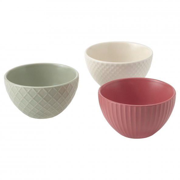 3 Parça Kase Seti, MeridyenDukkan Çok Renkli, 10 cm 3 Parça Çerezlik Stoneware ürün görseli 1