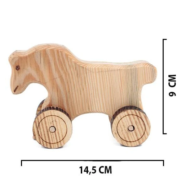 Ahşap Oyuncak Tekerlekli Araba Hayvan Model-4 - Resim 4