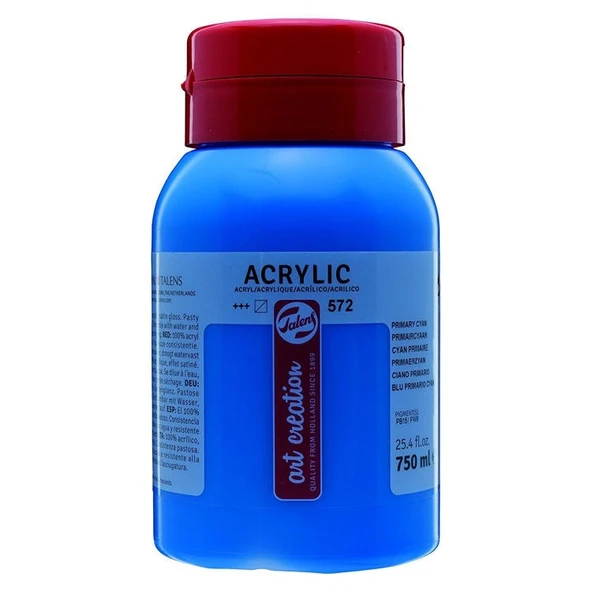 Talens Art Creation Akrilik Boya 750 ml. 572 Primary Cyan ürün görseli 1