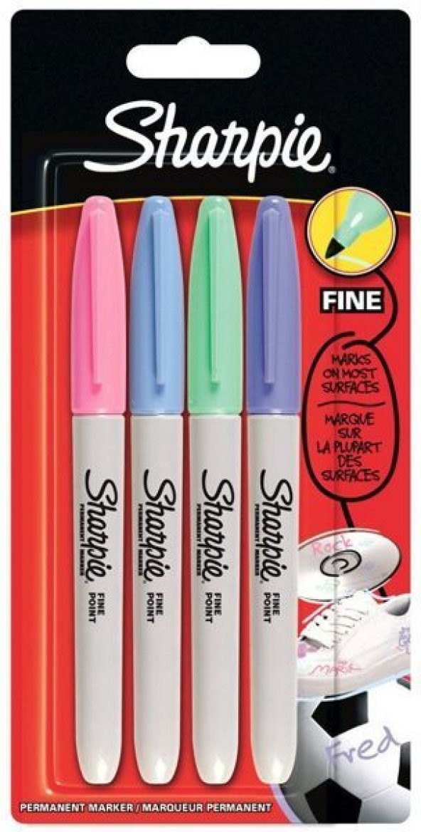 Sharpie Permanent Marker Kalem Fine Uç 4 Pastel Renk Set ürün görseli 1