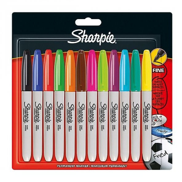 Sharpie Permanent Marker Kalem Fine Uç 12 Renk Set ürün görseli 1
