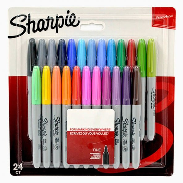 Sharpie Permanent Marker Kalem Fine Uç 24 Renk Set ürün görseli 1