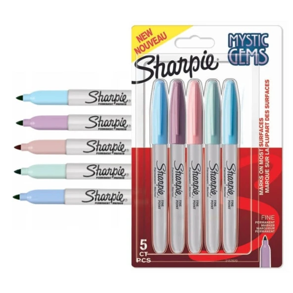 Sharpie Permanent Marker Kalem Fine Uç Mystic Gems 5li ürün görseli 1