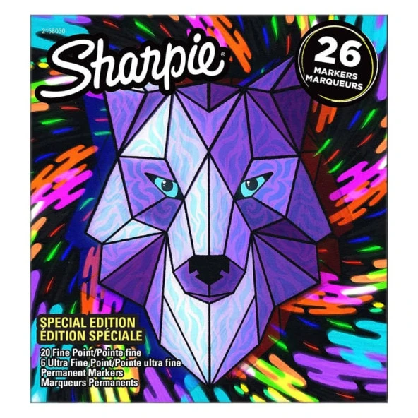 Sharpie Permanent Marker Kalem Fine Uç 26lı Kutu Kurt ürün görseli 1