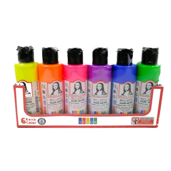 Südor Mona Lisa Multi Akrilik Boya 6 Fosforlu Renk x 70 ml Şişe ürün görseli 1