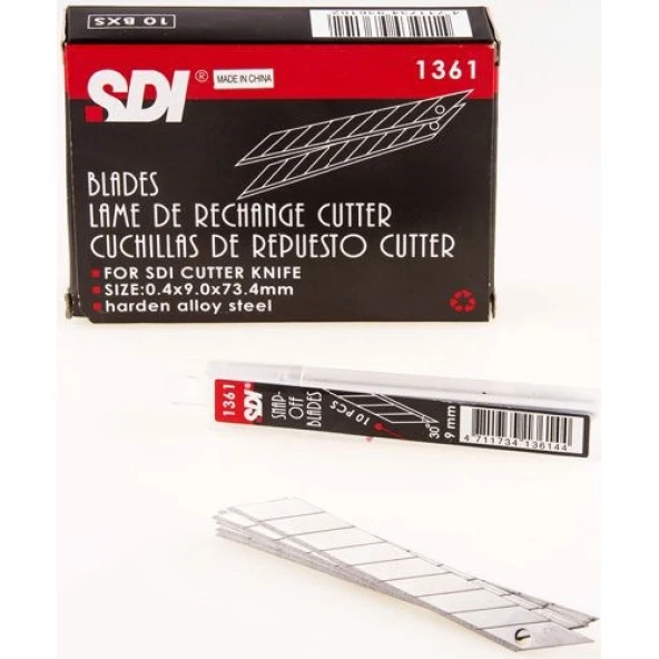 SDI 30 Derece Açılı Dar Maket Bıçağı Yedeği 9 mm 10lu Paket ürün görseli 1