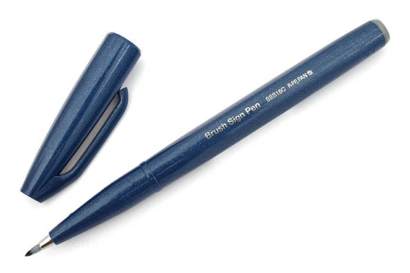 Pentel Brush Sign Pen BLUE-BLACK ürün görseli 1