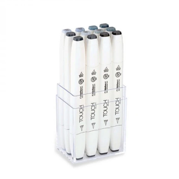 Touch Twin Brush Marker 12 Renk Set MAVİ/YEŞİL GRİ TONLARI ürün görseli 1