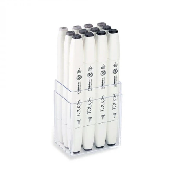 Touch Twin Brush Marker 12 Renk Set SICAK GRİ ürün görseli 1