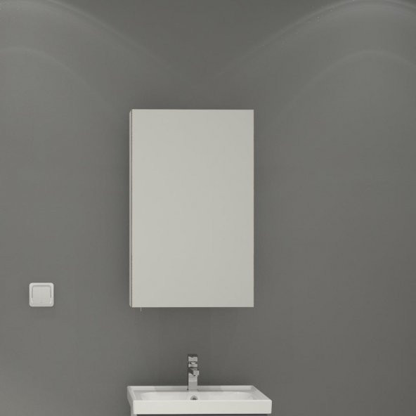 Denko Terra 50 cm MDF Antrasit Gri Banyo Dolabı Aynalı Üst Modül ürün görseli 1