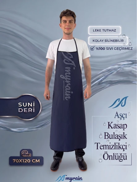 Suni Deri Su Geçirmez Bulaşıkçı Önlüğü Aşçı Önlüğü Kasap Önlüğü Temizlikçi Önlüğü Lacivert ürün görseli 1