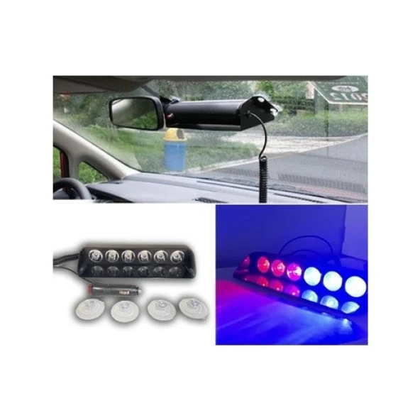 6 Ledli Vantuzlu Polis Çakar LED ( Çakmaklıklı ) ürün görseli 1