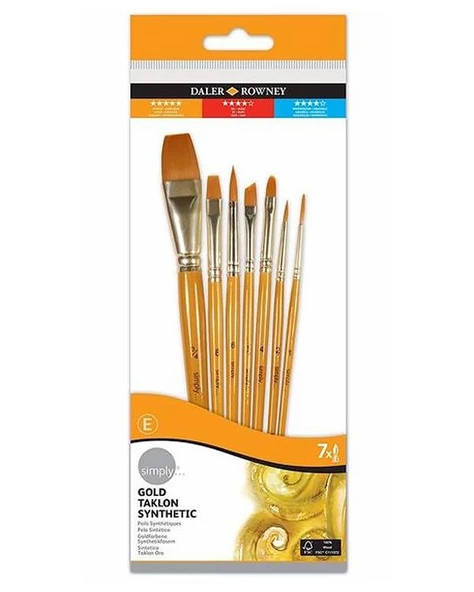 Daler Rowney Taklon Fırça Seti Kısa Sap 7’li ürün görseli 1