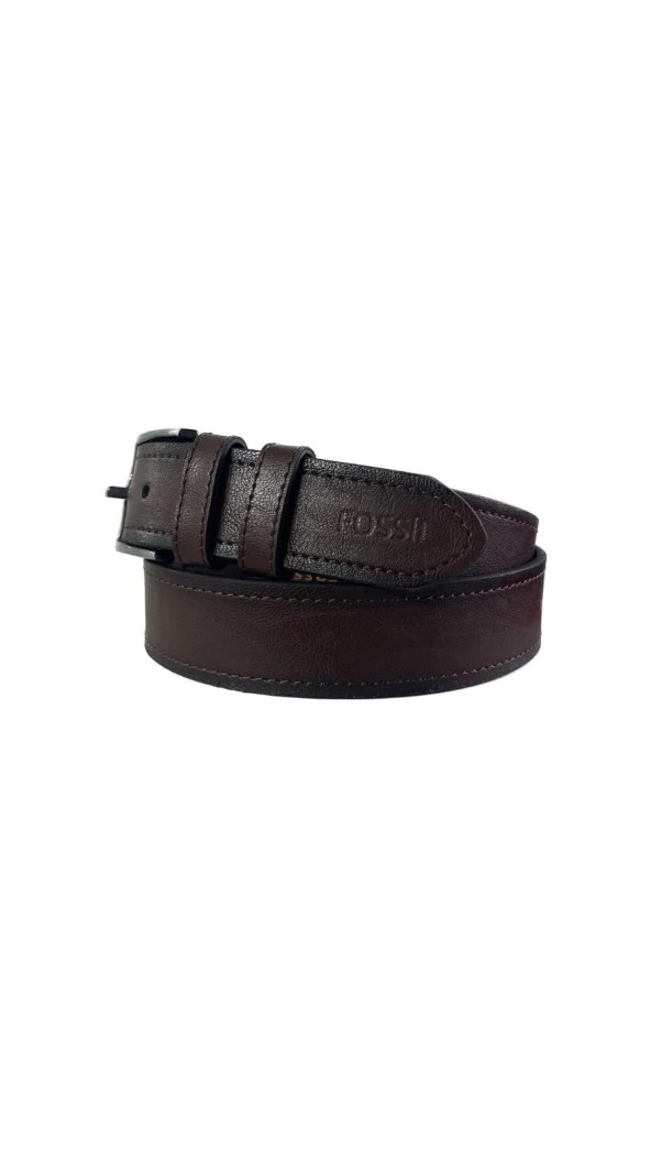 Fossil Kahve Çift Dikiş Suni Deri 4 cm Erkek Kemeri-110 Cm ürün görseli 1