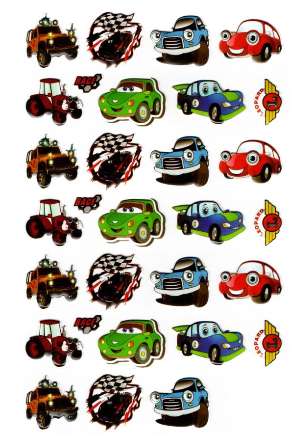 Sticker Kabartmalı A4 Boyutunda Stiker Defter, Planlayıcı Etiket-(lim225) - Çılgın Arabalar ürün görseli 1