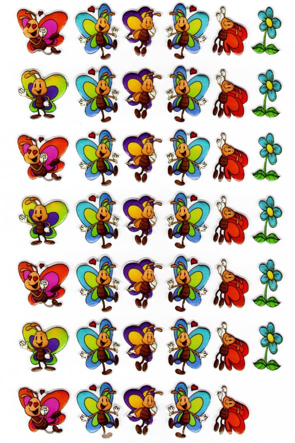 Sticker Kabartmalı A4 Boyutunda Stiker Defter, Planlayıcı Etiket-(lim227) - Sevimli Kelebekler ürün görseli 1