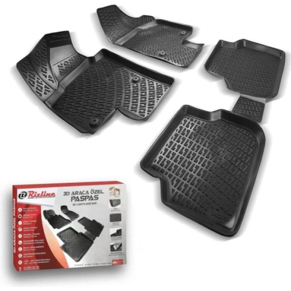 Rizline Ford Fıesta 2002-2008 Siyah 3D Paspas - Resim 4