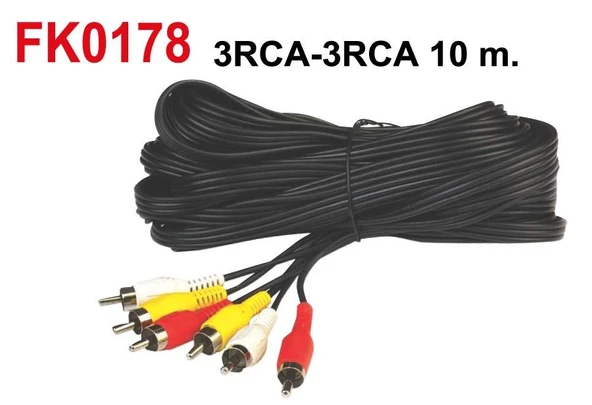 3 Rca to 3 Rca Görüntü ve Ses Kablosu 10 metre ürün görseli 1