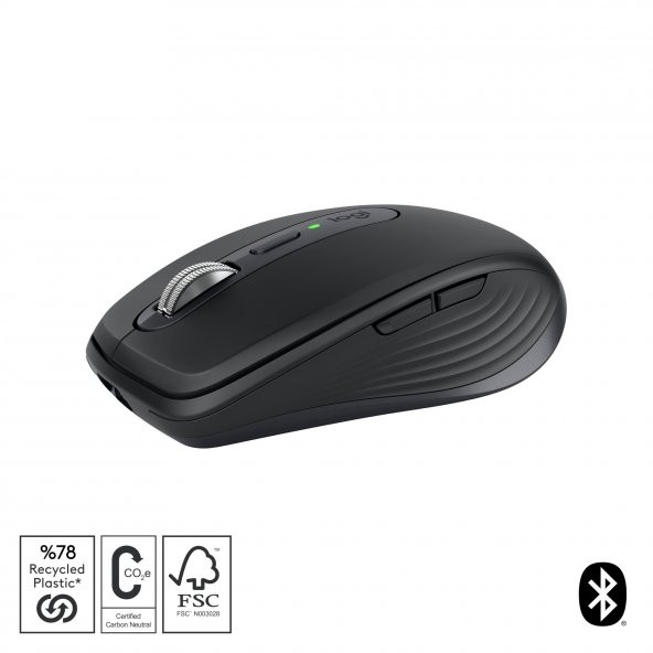 Logitech MX Anywhere 3S Kompakt 8000 DPI Optik Sensörlü Sessiz Bluetooth Kablosuz Mouse - Siyah ürün görseli 1