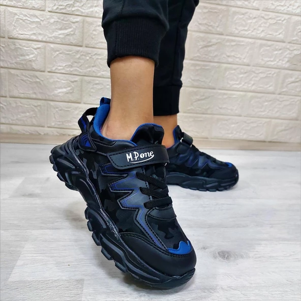 M.P one 232-3512 Siyah Sax Cırtlı Fuspetli Çocuk Spor Ayakkabı ürün görseli 1