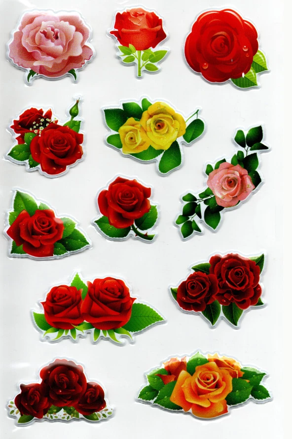 Sticker Kabartmalı A4 Boyutunda Stiker Defter, Planlayıcı Etiket -(lim065) - Güller ürün görseli 1