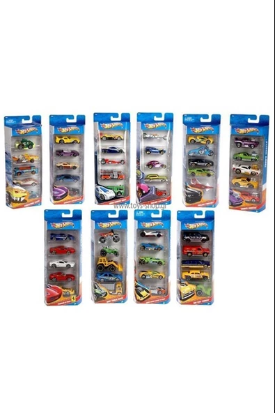 Hot Wheels Beşli Araba Seti Oyuncak Araba Koleksiyonu 1:64 Ölçek (Karışık Model 1 Adet) ürün görseli 1
