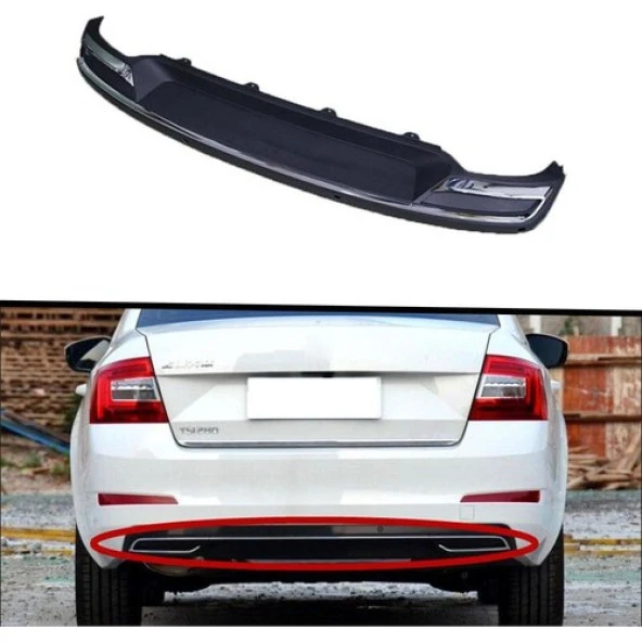 Araba Alışveriş Skoda Aksesuar Octavia Amg Arka Tampon Ek Koruma Difüzör ürün görseli 1