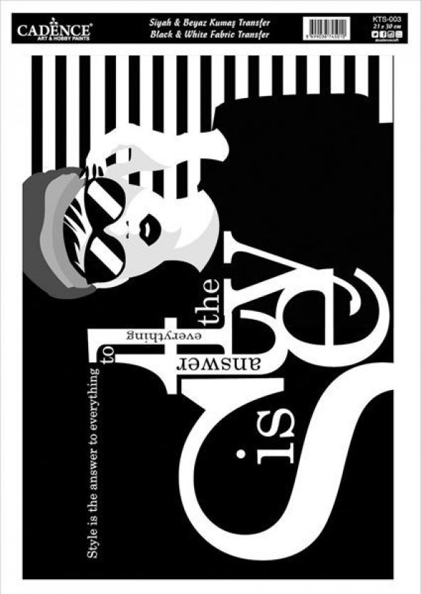 Cadence Siyah&Beyaz Kumaş Transfer 21x30 cm. KTS-003 ürün görseli 1