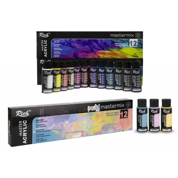 Rich Mastermix Akrilik Boya 12 Canlı + 12 Pastel Renk 24x60 cc. ürün görseli 1
