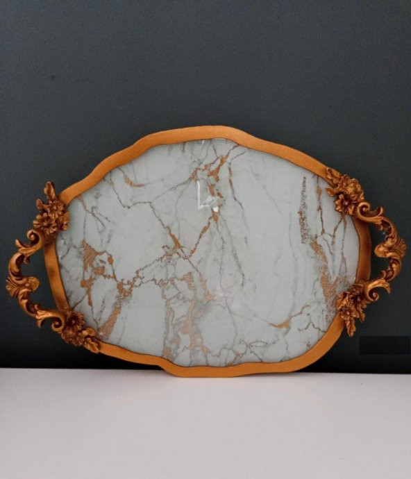 Hera Kristal Bulut 40 cm Tepsi Gold ürün görseli 1