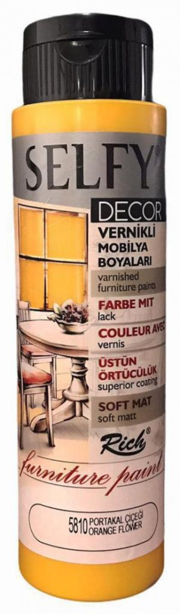 Rich Selfy Decor Vernikli Boya 500cc Portakal Çiçeği 5810 ürün görseli 1