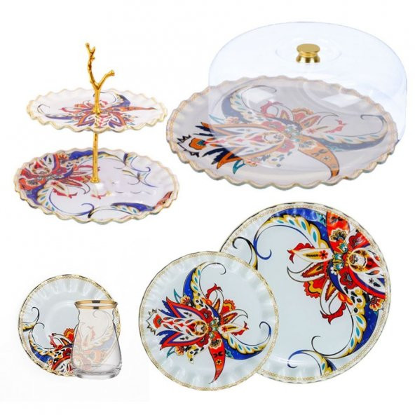 Glore Anemon 28 Parça Tea Time Cam Çay Seti 69693 ürün görseli 1