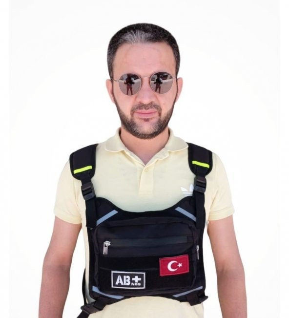 Motorcu Göğüs Çantası Reflektörlü Su Geçirmez Kan Grubu AB+ ürün görseli 1