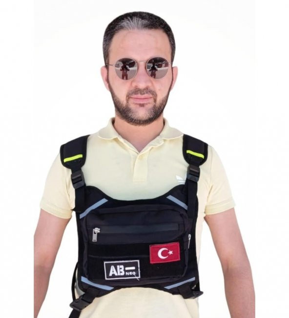 Motorcu Göğüs Çantası Reflektörlü Su Geçirmez Kan Grubu AB- ürün görseli 1