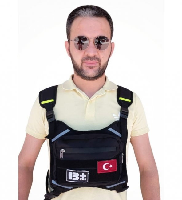 Motorcu Göğüs Çantası Reflektörlü Su Geçirmez Kan Grubu B+ ürün görseli 1