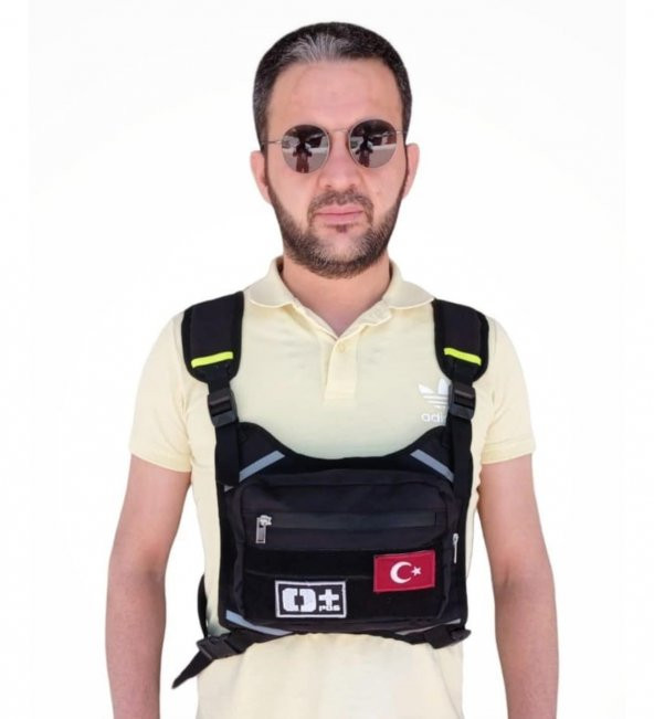 Motorcu Göğüs Çantası Reflektörlü Su Geçirmez Kan Grubu 0rh+ ürün görseli 1