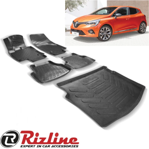 Rizline Renault Clio 5 3D Havuzlu Paspas+Bagaj Havuzu ürün görseli 1