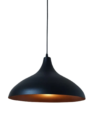 Dylight Retro Metal Dekoratif Siyah içi Bakır Kafe Mutfak Aydınlatma Tekli Sarkıt Avize Çap:35 Cm ürün görseli 1