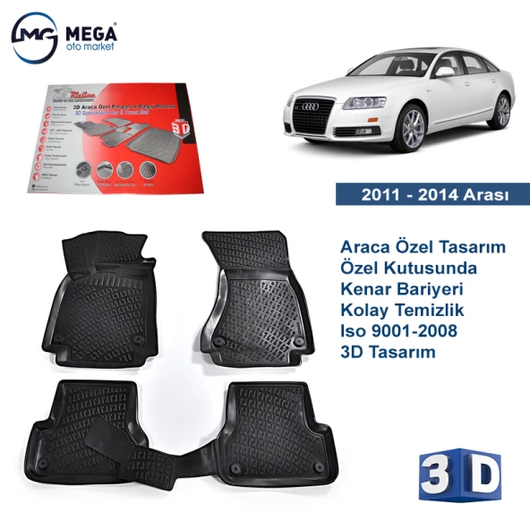 Audi A6 2011-2014 Arası Rizline 3D Havuzlu Paspas ürün görseli 1