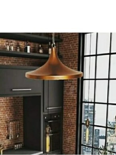 Dylight Sara Retro Metal Dekoratif Bakır  Modern Rustik Sarkıt Avize Çap:36 cm ürün görseli 1