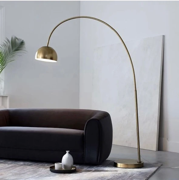 Retro Metal Dekoratif Eskitme Rustik Mafsallı C Kol Köşe Lambası Lambader Başlık Çap:40 cm ürün görseli 1