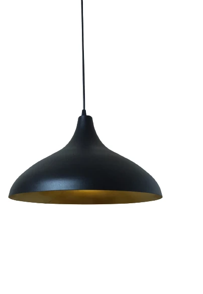 Dylight Retro Metal Dekoratif Rustik Kafe Mutfak Aydınlatma Siyah içi Gold Sarkıt Avize Çap:35 cm ürün görseli 1